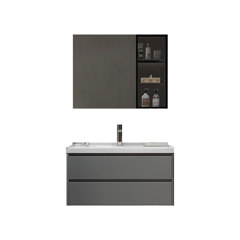 Modern Vanity Rectangular Dark Gray Single Ceramic Top Sink Vanity Vanity & Faucet & Mirror Cabinet https: res.litfad.com site img item 2023 02 28 7462802 1200x1200.jpg Clearhalo 'Bathroom Remodel & Bathroom Fixtures' 'Bathroom Vanities' 'bathroom_vanities' 'Home Improvement' 'home_improvement' 'home_improvement_bathroom_vanities' 7462802