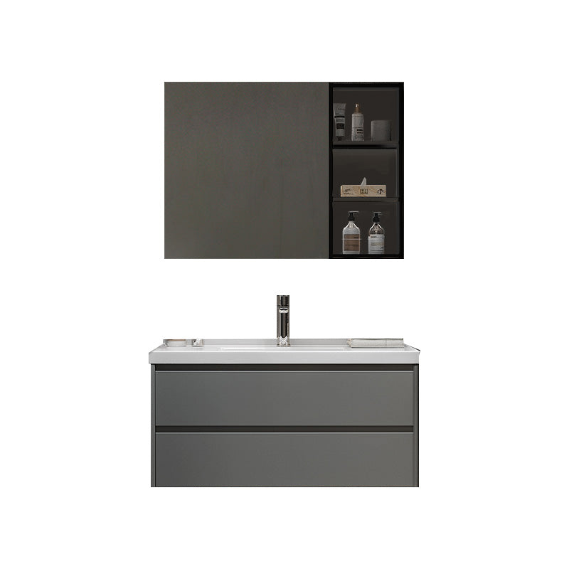 Modern Vanity Rectangular Dark Gray Single Ceramic Top Sink Vanity Vanity & Faucet & Mirror Cabinet https: res.litfad.com site img item 2023 02 09 7462803 1200x1200.jpg Clearhalo 'Bathroom Remodel & Bathroom Fixtures' 'Bathroom Vanities' 'bathroom_vanities' 'Home Improvement' 'home_improvement' 'home_improvement_bathroom_vanities' 7462803
