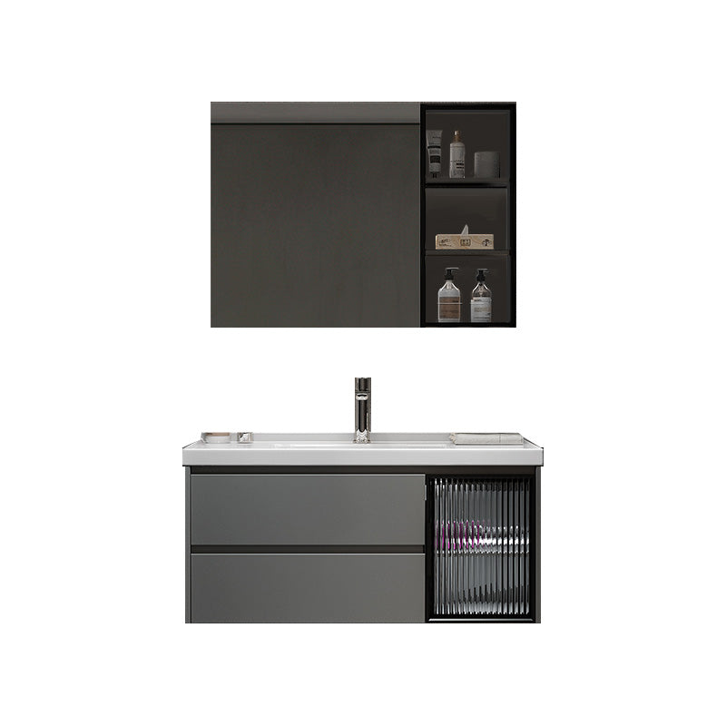 Modern Vanity Rectangular Dark Gray Single Ceramic Top Sink Vanity Vanity & Faucet & Mirror Cabinet https: res.litfad.com site img item 2023 02 10 7462805 1200x1200.jpg Clearhalo 'Bathroom Remodel & Bathroom Fixtures' 'Bathroom Vanities' 'bathroom_vanities' 'Home Improvement' 'home_improvement' 'home_improvement_bathroom_vanities' 7462805