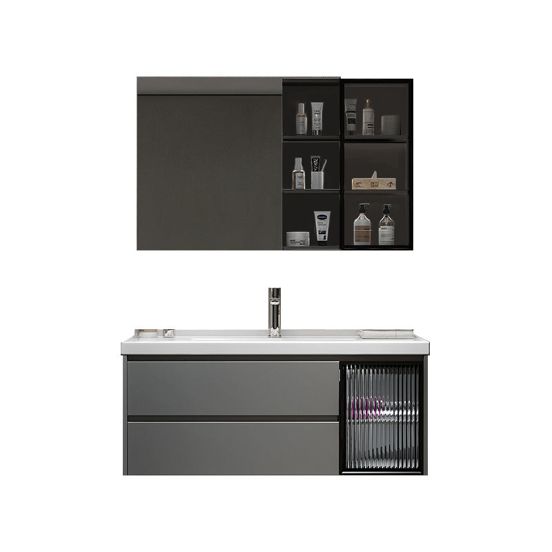 Modern Vanity Rectangular Dark Gray Single Ceramic Top Sink Vanity Vanity & Faucet & Mirror Cabinet https: res.litfad.com site img item 2023 02 13 7462807 1200x1200.jpg Clearhalo 'Bathroom Remodel & Bathroom Fixtures' 'Bathroom Vanities' 'bathroom_vanities' 'Home Improvement' 'home_improvement' 'home_improvement_bathroom_vanities' 7462807