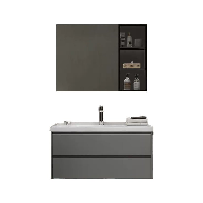 Modern Vanity Rectangular Dark Gray Single Ceramic Top Sink Vanity Clearhalo 'Bathroom Remodel & Bathroom Fixtures' 'Bathroom Vanities' 'bathroom_vanities' 'Home Improvement' 'home_improvement' 'home_improvement_bathroom_vanities' 7462810