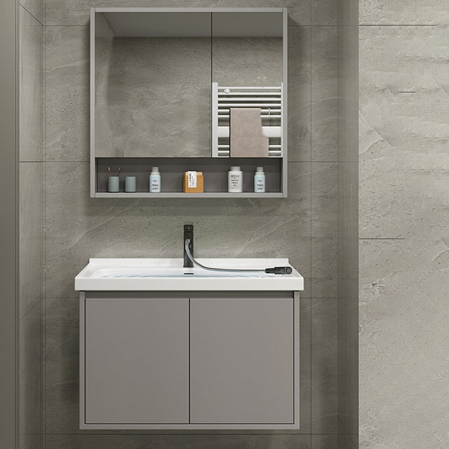 Modern Rectangular Sink Vanity Ceramic Top Single Wall Mount Vanity Clearhalo 'Bathroom Remodel & Bathroom Fixtures' 'Bathroom Vanities' 'bathroom_vanities' 'Home Improvement' 'home_improvement' 'home_improvement_bathroom_vanities' 7462823