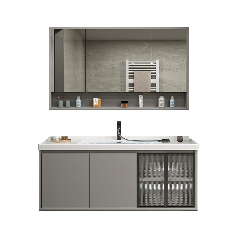 Modern Rectangular Sink Vanity Ceramic Top Single Wall Mount Vanity Vanity & Faucet & Mirror Cabinet https: res.litfad.com site img item 2023 02 14 7462828 1200x1200.jpg Clearhalo 'Bathroom Remodel & Bathroom Fixtures' 'Bathroom Vanities' 'bathroom_vanities' 'Home Improvement' 'home_improvement' 'home_improvement_bathroom_vanities' 7462828