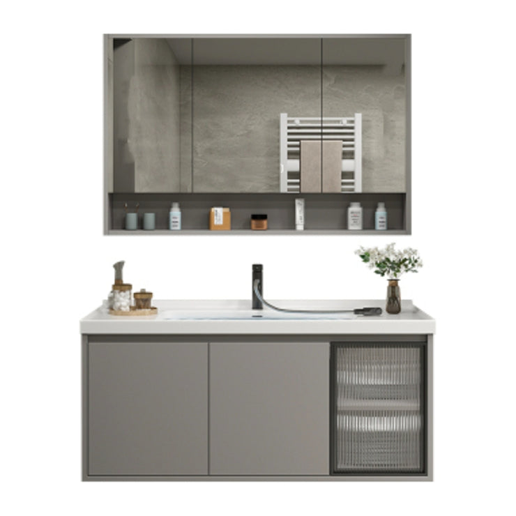 Modern Rectangular Sink Vanity Ceramic Top Single Wall Mount Vanity Clearhalo 'Bathroom Remodel & Bathroom Fixtures' 'Bathroom Vanities' 'bathroom_vanities' 'Home Improvement' 'home_improvement' 'home_improvement_bathroom_vanities' 7462829