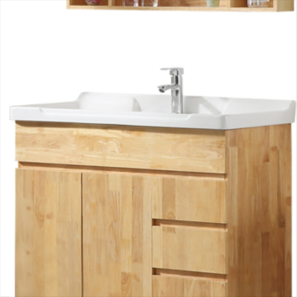 Wood Modern Bathroom Vanity Freestanding Sink Vanity with Mirror Clearhalo 'Bathroom Remodel & Bathroom Fixtures' 'Bathroom Vanities' 'bathroom_vanities' 'Home Improvement' 'home_improvement' 'home_improvement_bathroom_vanities' 7462855