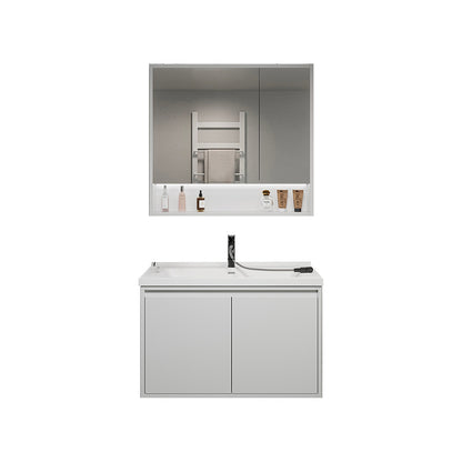 Rectangular Vanity Modern White Ceramic Top Single Wall Mount Vanity Set Vanity & Faucet & Mirror Cabinet https: res.litfad.com site img item 2023 02 16 7462868 1200x1200.jpg Clearhalo 'Bathroom Remodel & Bathroom Fixtures' 'Bathroom Vanities' 'bathroom_vanities' 'Home Improvement' 'home_improvement' 'home_improvement_bathroom_vanities' 7462868
