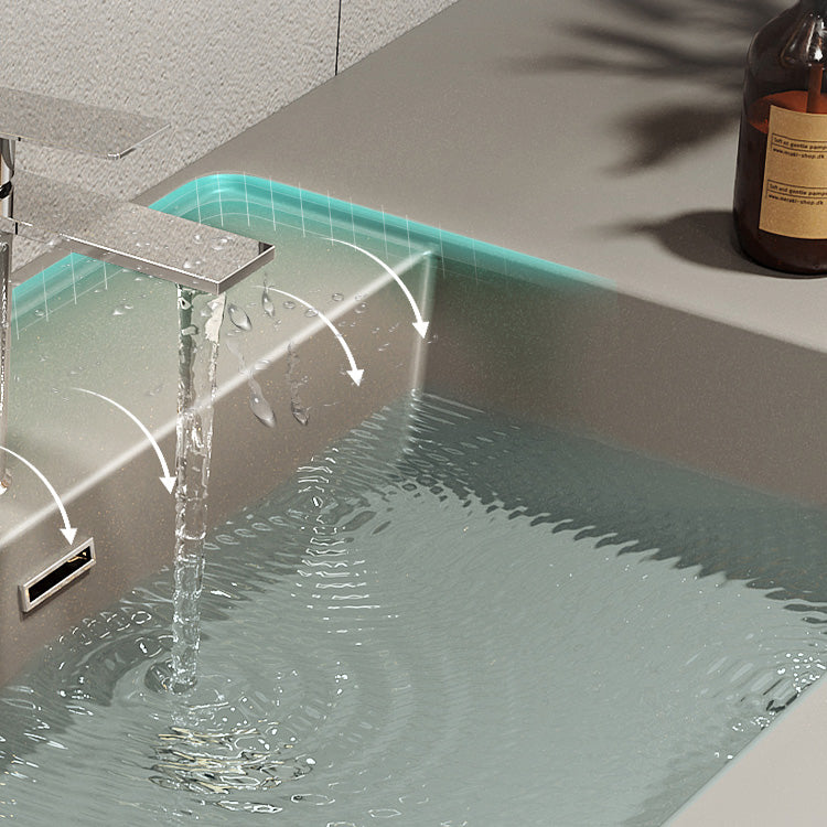 Modern Single Bath Vanity Gray Stone Rectangular Wall Mount Bathroom Vanity Clearhalo 'Bathroom Remodel & Bathroom Fixtures' 'Bathroom Vanities' 'bathroom_vanities' 'Home Improvement' 'home_improvement' 'home_improvement_bathroom_vanities' 7462896