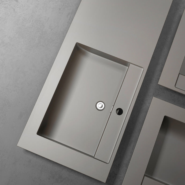 Modern Single Bath Vanity Gray Stone Rectangular Wall Mount Bathroom Vanity Clearhalo 'Bathroom Remodel & Bathroom Fixtures' 'Bathroom Vanities' 'bathroom_vanities' 'Home Improvement' 'home_improvement' 'home_improvement_bathroom_vanities' 7462899