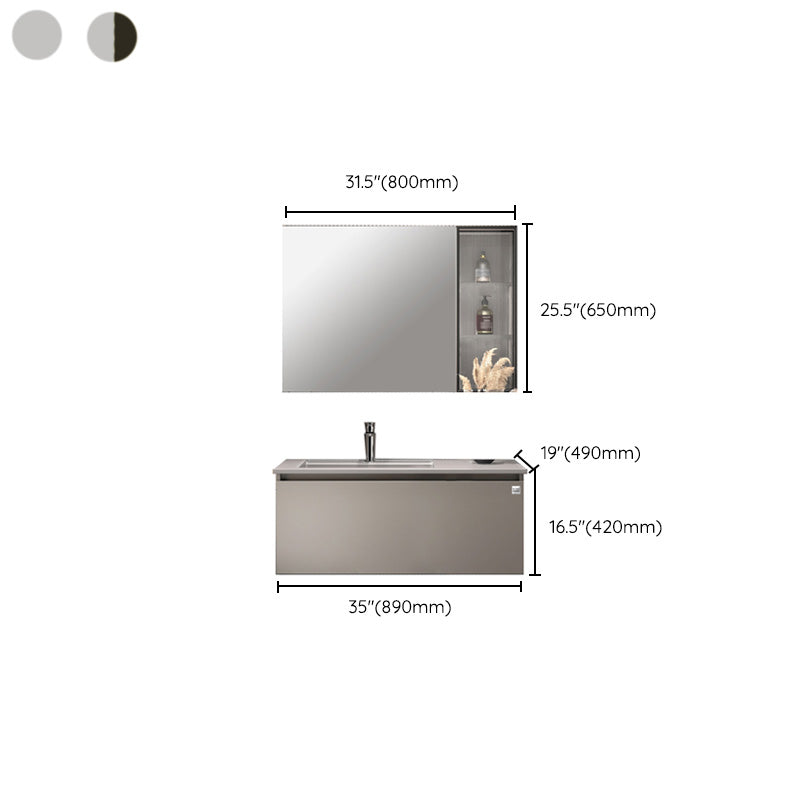 Modern Single Bath Vanity Gray Stone Rectangular Wall Mount Bathroom Vanity Clearhalo 'Bathroom Remodel & Bathroom Fixtures' 'Bathroom Vanities' 'bathroom_vanities' 'Home Improvement' 'home_improvement' 'home_improvement_bathroom_vanities' 7462901