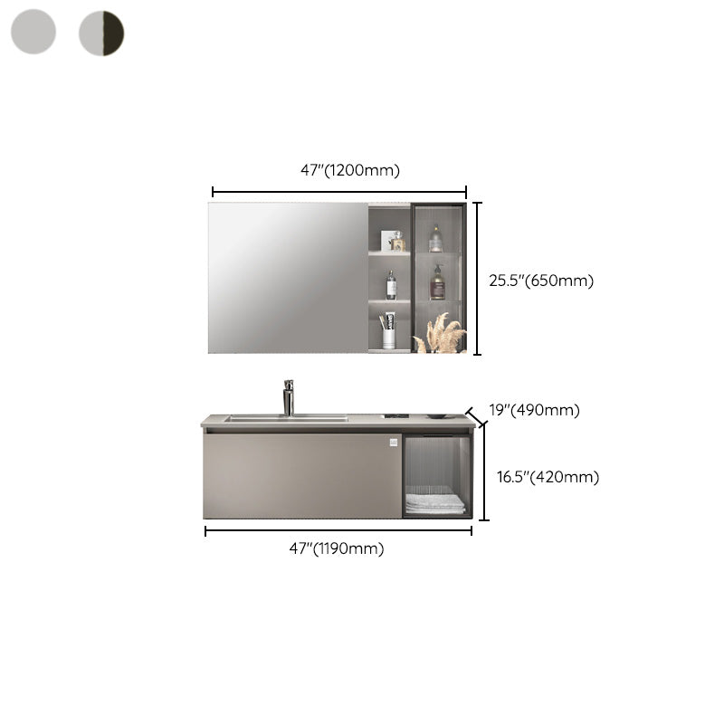 Modern Single Bath Vanity Gray Stone Rectangular Wall Mount Bathroom Vanity Clearhalo 'Bathroom Remodel & Bathroom Fixtures' 'Bathroom Vanities' 'bathroom_vanities' 'Home Improvement' 'home_improvement' 'home_improvement_bathroom_vanities' 7462903