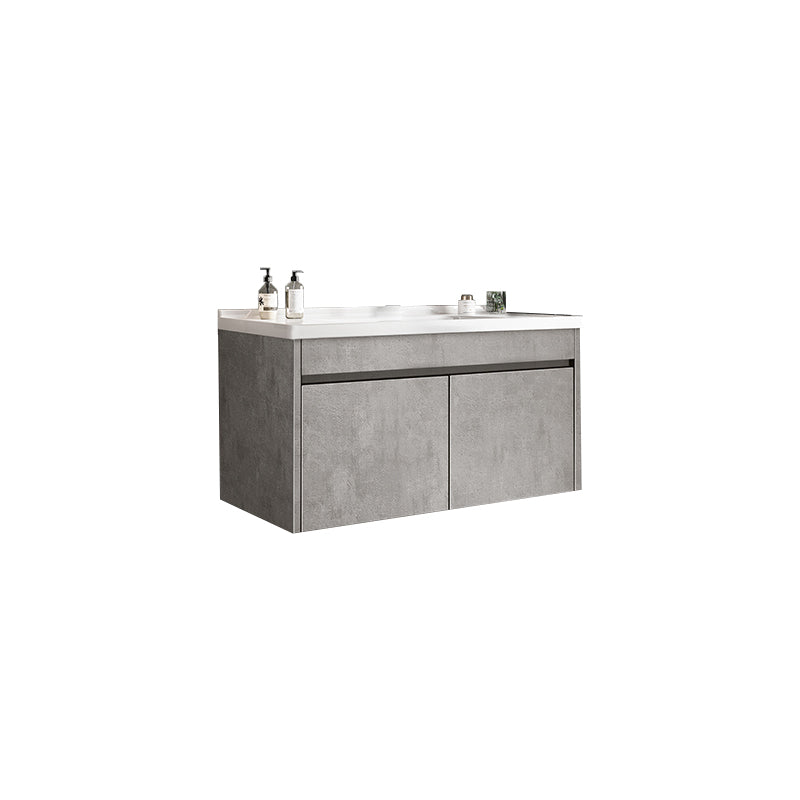 Gray Modern Bathroom Vanity Single-Sink Rectangular Wall Mount Vanity Set Bathroom Vanity 24"L x 19"W x 16"H Clearhalo 'Bathroom Remodel & Bathroom Fixtures' 'Bathroom Vanities' 'bathroom_vanities' 'Home Improvement' 'home_improvement' 'home_improvement_bathroom_vanities' 7462914