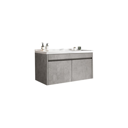 Gray Modern Bathroom Vanity Single-Sink Rectangular Wall Mount Vanity Set Bathroom Vanity 24"L x 19"W x 16"H Clearhalo 'Bathroom Remodel & Bathroom Fixtures' 'Bathroom Vanities' 'bathroom_vanities' 'Home Improvement' 'home_improvement' 'home_improvement_bathroom_vanities' 7462914