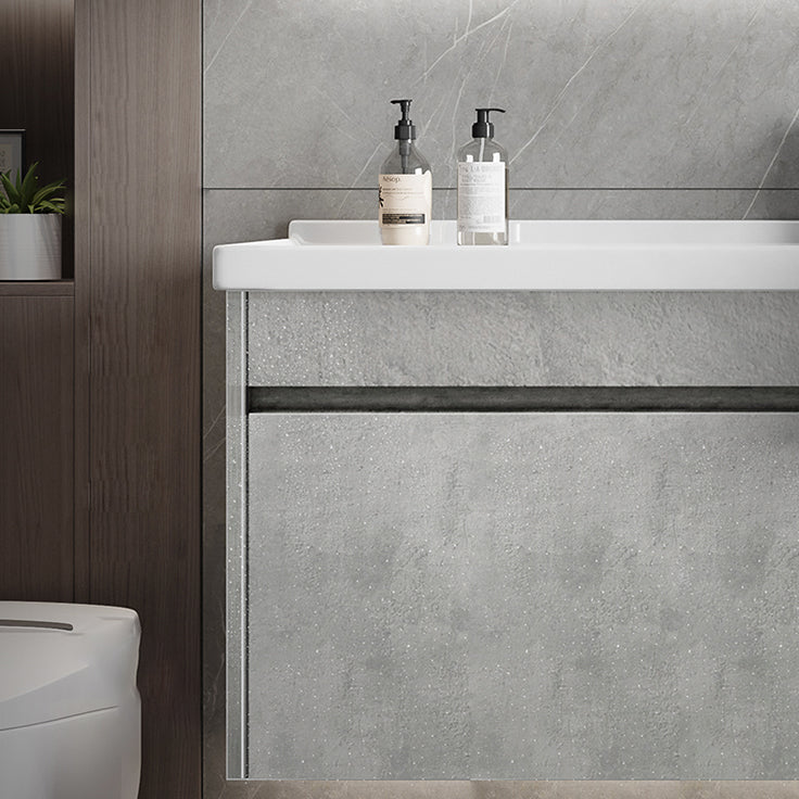 Gray Modern Bathroom Vanity Single-Sink Rectangular Wall Mount Vanity Set Clearhalo 'Bathroom Remodel & Bathroom Fixtures' 'Bathroom Vanities' 'bathroom_vanities' 'Home Improvement' 'home_improvement' 'home_improvement_bathroom_vanities' 7462917