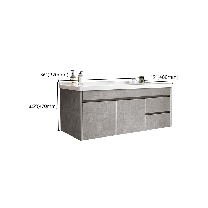 Gray Modern Bathroom Vanity Single-Sink Rectangular Wall Mount Vanity Set Clearhalo 'Bathroom Remodel & Bathroom Fixtures' 'Bathroom Vanities' 'bathroom_vanities' 'Home Improvement' 'home_improvement' 'home_improvement_bathroom_vanities' 7462926