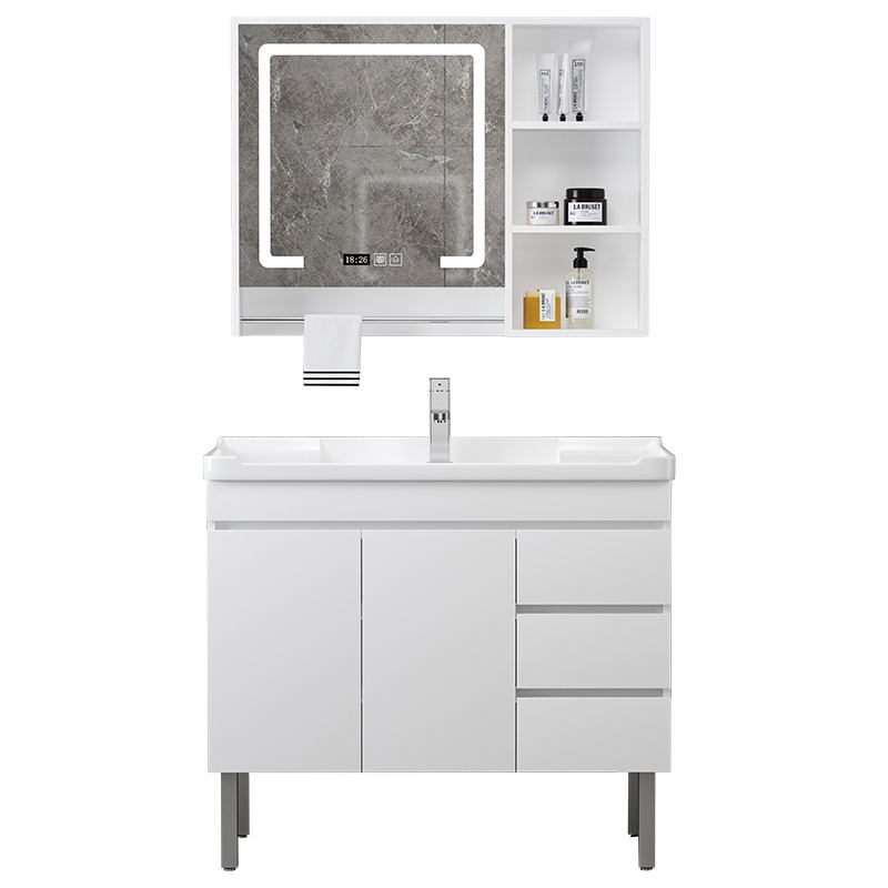 Modern Sink Vanity Freestanding Wood Bathroom Sink Vanity with Mirror Clearhalo 'Bathroom Remodel & Bathroom Fixtures' 'Bathroom Vanities' 'bathroom_vanities' 'Home Improvement' 'home_improvement' 'home_improvement_bathroom_vanities' 7462969