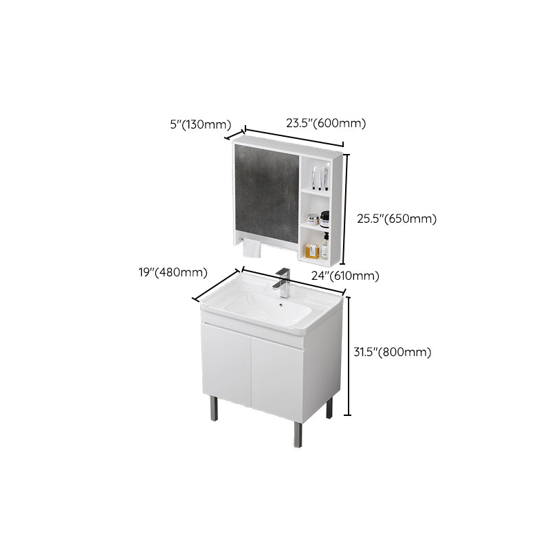 Modern Sink Vanity Freestanding Wood Bathroom Sink Vanity with Mirror Clearhalo 'Bathroom Remodel & Bathroom Fixtures' 'Bathroom Vanities' 'bathroom_vanities' 'Home Improvement' 'home_improvement' 'home_improvement_bathroom_vanities' 7462981