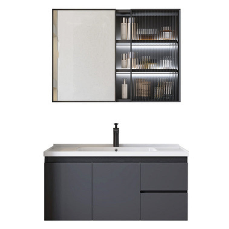 Wall Mount Bathroom Vanity Modern Gray Metal Frame Single Sink Vanity Set Clearhalo 'Bathroom Remodel & Bathroom Fixtures' 'Bathroom Vanities' 'bathroom_vanities' 'Home Improvement' 'home_improvement' 'home_improvement_bathroom_vanities' 7463000
