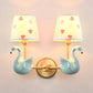 Modern Coolie Shade Wall Light Single Head Candy Colored Wall Lamp with Animal for Baby Room Blue B Clearhalo 'Wall Lamps & Sconces' 'Wall Lights' Lighting' 74635