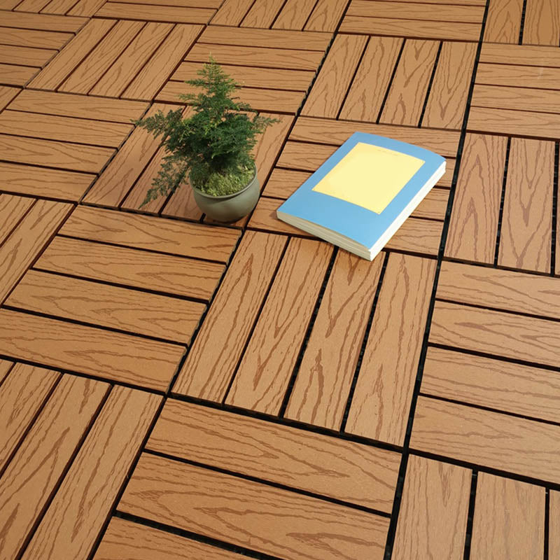 Classical Wood Outdoor Flooring Interlocking Patio Flooring Tiles Beige 10.7 sq ft. - 11 Pieces Clearhalo 'Home Improvement' 'home_improvement' 'home_improvement_outdoor_deck_tiles_planks' 'Outdoor Deck Tiles & Planks' 'Outdoor Flooring & Tile' 'Outdoor Remodel' 'outdoor_deck_tiles_planks' 7465061