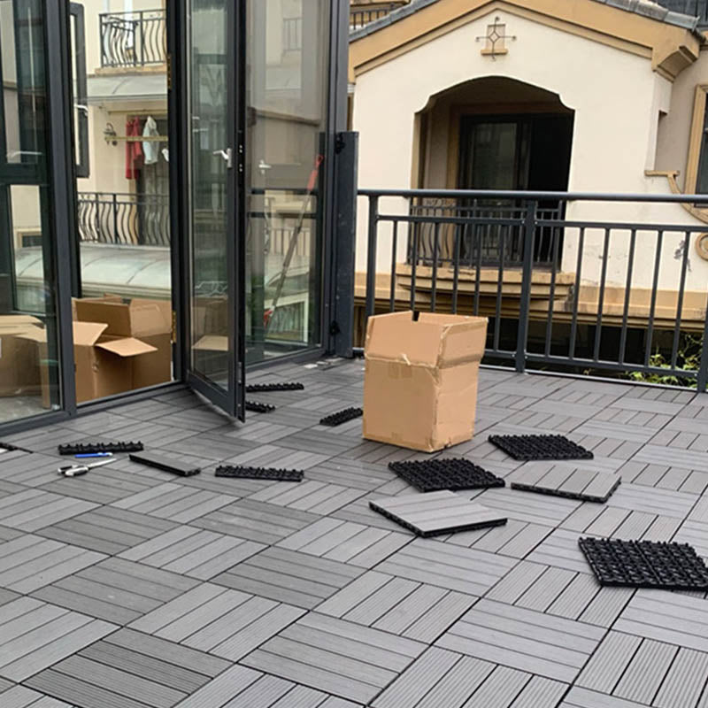 Classical Square Decking Tiles Solid Color Composite Patio Flooring Tiles 12" x 12" Black/Gray Clearhalo 'Home Improvement' 'home_improvement' 'home_improvement_outdoor_deck_tiles_planks' 'Outdoor Deck Tiles & Planks' 'Outdoor Flooring & Tile' 'Outdoor Remodel' 'outdoor_deck_tiles_planks' 7465185