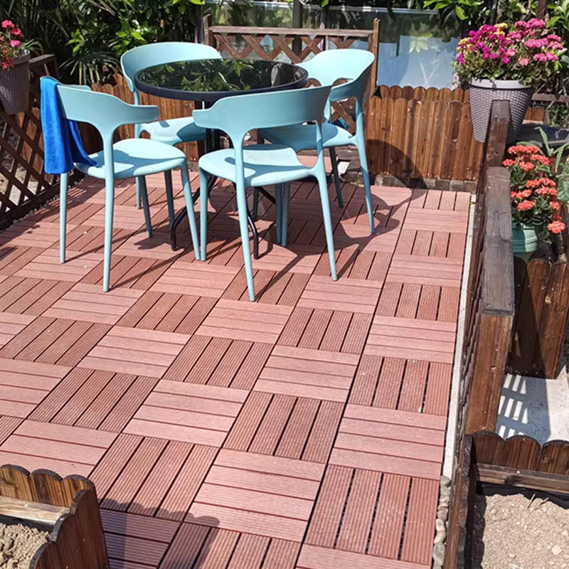 Classical Square Decking Tiles Solid Color Composite Patio Flooring Tiles 12" x 12" Rosewood Clearhalo 'Home Improvement' 'home_improvement' 'home_improvement_outdoor_deck_tiles_planks' 'Outdoor Deck Tiles & Planks' 'Outdoor Flooring & Tile' 'Outdoor Remodel' 'outdoor_deck_tiles_planks' 7465190