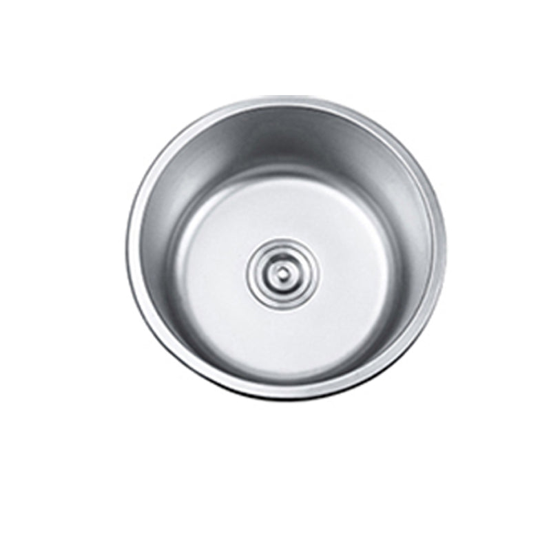 Round Single Bowl Kitchen Sink Stainless Steel Sink with Drain Strainer Kit Clearhalo 'Home Improvement' 'home_improvement' 'home_improvement_kitchen_sinks' 'Kitchen Remodel & Kitchen Fixtures' 'Kitchen Sinks & Faucet Components' 'Kitchen Sinks' 'kitchen_sinks' 7465287