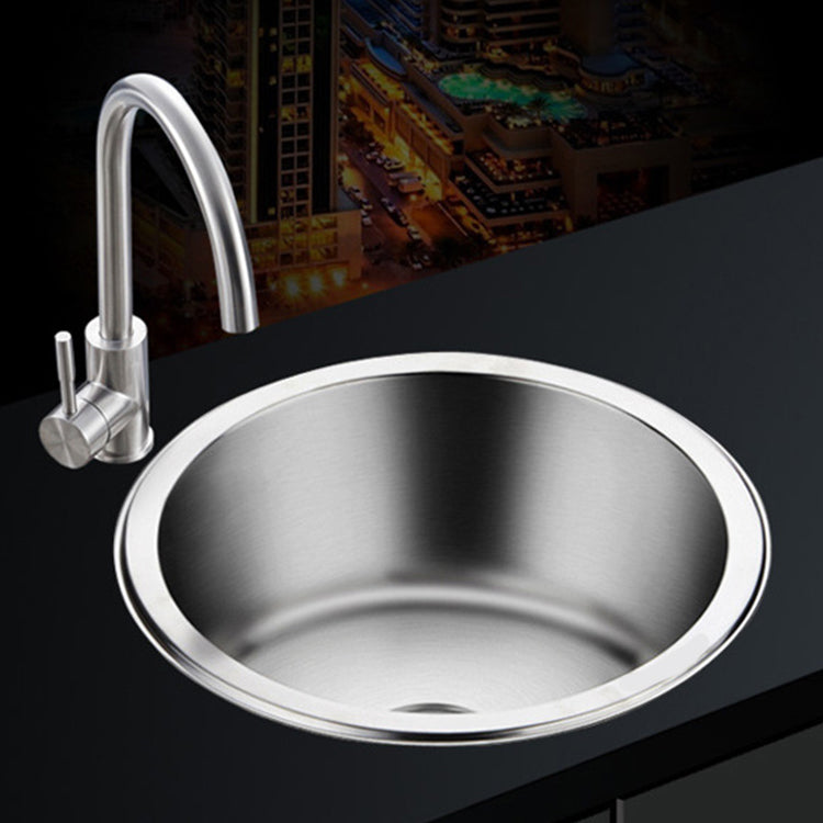 Round Single Bowl Kitchen Sink Stainless Steel Sink with Drain Strainer Kit Clearhalo 'Home Improvement' 'home_improvement' 'home_improvement_kitchen_sinks' 'Kitchen Remodel & Kitchen Fixtures' 'Kitchen Sinks & Faucet Components' 'Kitchen Sinks' 'kitchen_sinks' 7465292