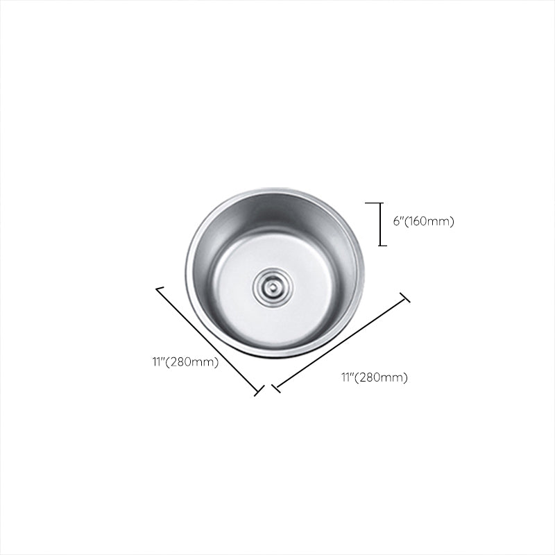 Round Single Bowl Kitchen Sink Stainless Steel Sink with Drain Strainer Kit Clearhalo 'Home Improvement' 'home_improvement' 'home_improvement_kitchen_sinks' 'Kitchen Remodel & Kitchen Fixtures' 'Kitchen Sinks & Faucet Components' 'Kitchen Sinks' 'kitchen_sinks' 7465293