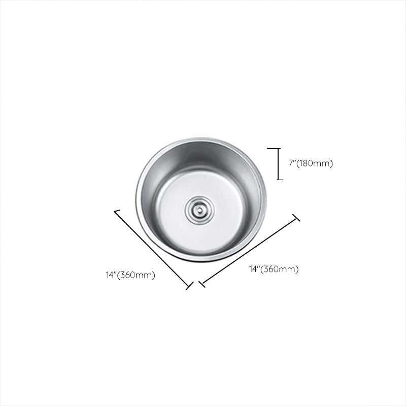 Round Single Bowl Kitchen Sink Stainless Steel Sink with Drain Strainer Kit Clearhalo 'Home Improvement' 'home_improvement' 'home_improvement_kitchen_sinks' 'Kitchen Remodel & Kitchen Fixtures' 'Kitchen Sinks & Faucet Components' 'Kitchen Sinks' 'kitchen_sinks' 7465295
