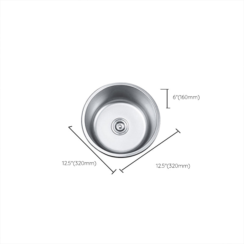Round Single Bowl Kitchen Sink Stainless Steel Sink with Drain Strainer Kit Clearhalo 'Home Improvement' 'home_improvement' 'home_improvement_kitchen_sinks' 'Kitchen Remodel & Kitchen Fixtures' 'Kitchen Sinks & Faucet Components' 'Kitchen Sinks' 'kitchen_sinks' 7465298