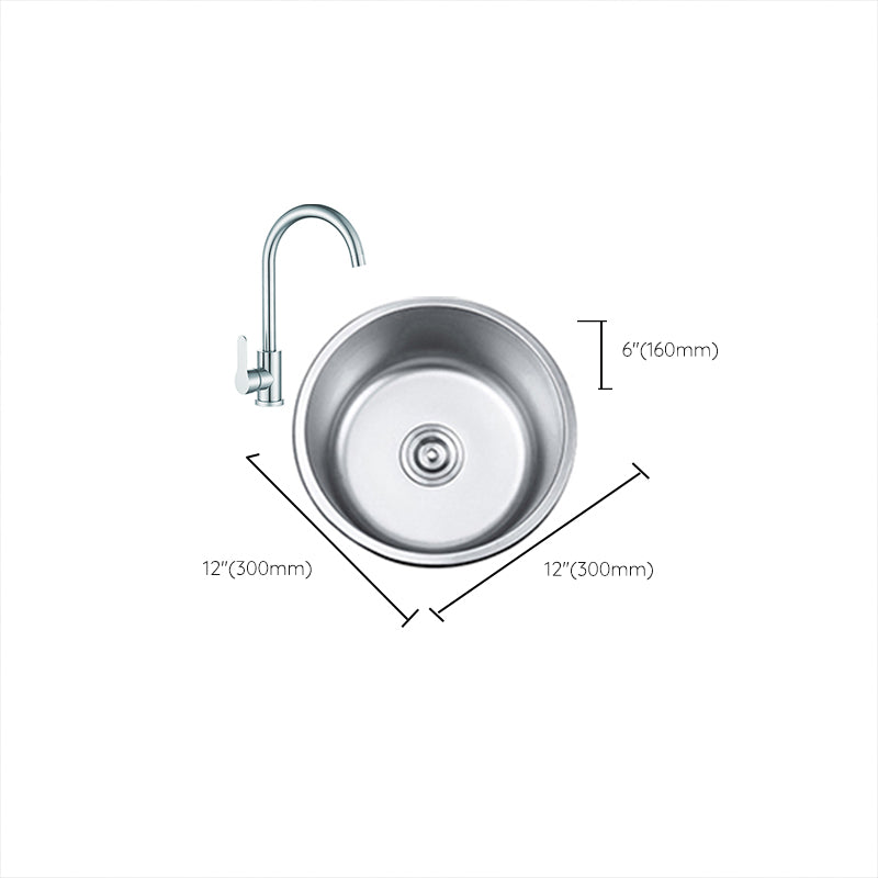 Round Single Bowl Kitchen Sink Stainless Steel Sink with Drain Strainer Kit Clearhalo 'Home Improvement' 'home_improvement' 'home_improvement_kitchen_sinks' 'Kitchen Remodel & Kitchen Fixtures' 'Kitchen Sinks & Faucet Components' 'Kitchen Sinks' 'kitchen_sinks' 7465300