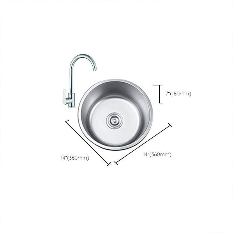 Round Single Bowl Kitchen Sink Stainless Steel Sink with Drain Strainer Kit Clearhalo 'Home Improvement' 'home_improvement' 'home_improvement_kitchen_sinks' 'Kitchen Remodel & Kitchen Fixtures' 'Kitchen Sinks & Faucet Components' 'Kitchen Sinks' 'kitchen_sinks' 7465301