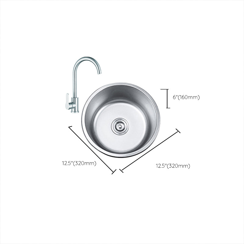 Round Single Bowl Kitchen Sink Stainless Steel Sink with Drain Strainer Kit Clearhalo 'Home Improvement' 'home_improvement' 'home_improvement_kitchen_sinks' 'Kitchen Remodel & Kitchen Fixtures' 'Kitchen Sinks & Faucet Components' 'Kitchen Sinks' 'kitchen_sinks' 7465304