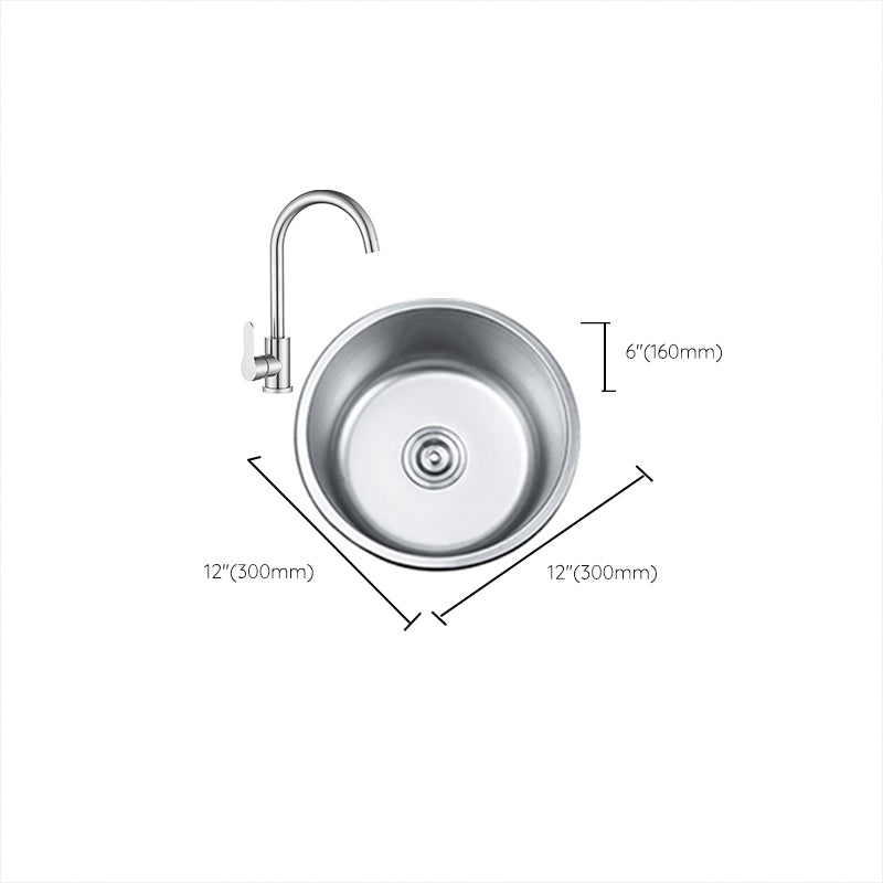 Round Single Bowl Kitchen Sink Stainless Steel Sink with Drain Strainer Kit Clearhalo 'Home Improvement' 'home_improvement' 'home_improvement_kitchen_sinks' 'Kitchen Remodel & Kitchen Fixtures' 'Kitchen Sinks & Faucet Components' 'Kitchen Sinks' 'kitchen_sinks' 7465306