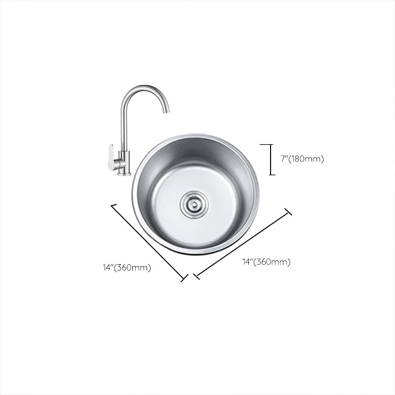 Round Single Bowl Kitchen Sink Stainless Steel Sink with Drain Strainer Kit Clearhalo 'Home Improvement' 'home_improvement' 'home_improvement_kitchen_sinks' 'Kitchen Remodel & Kitchen Fixtures' 'Kitchen Sinks & Faucet Components' 'Kitchen Sinks' 'kitchen_sinks' 7465307