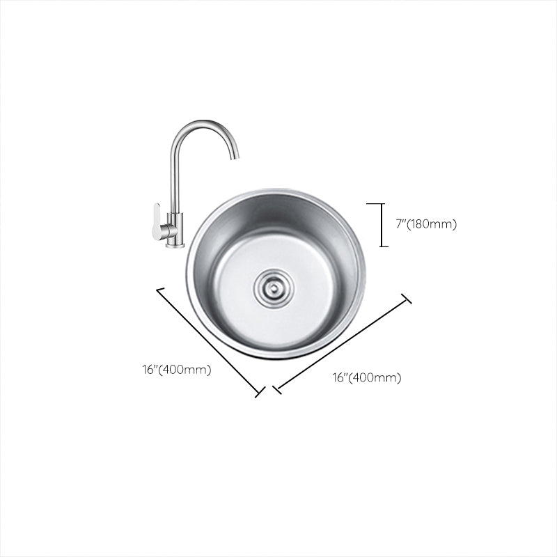 Round Single Bowl Kitchen Sink Stainless Steel Sink with Drain Strainer Kit Clearhalo 'Home Improvement' 'home_improvement' 'home_improvement_kitchen_sinks' 'Kitchen Remodel & Kitchen Fixtures' 'Kitchen Sinks & Faucet Components' 'Kitchen Sinks' 'kitchen_sinks' 7465308