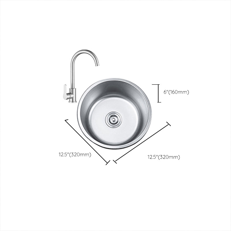 Round Single Bowl Kitchen Sink Stainless Steel Sink with Drain Strainer Kit Clearhalo 'Home Improvement' 'home_improvement' 'home_improvement_kitchen_sinks' 'Kitchen Remodel & Kitchen Fixtures' 'Kitchen Sinks & Faucet Components' 'Kitchen Sinks' 'kitchen_sinks' 7465310