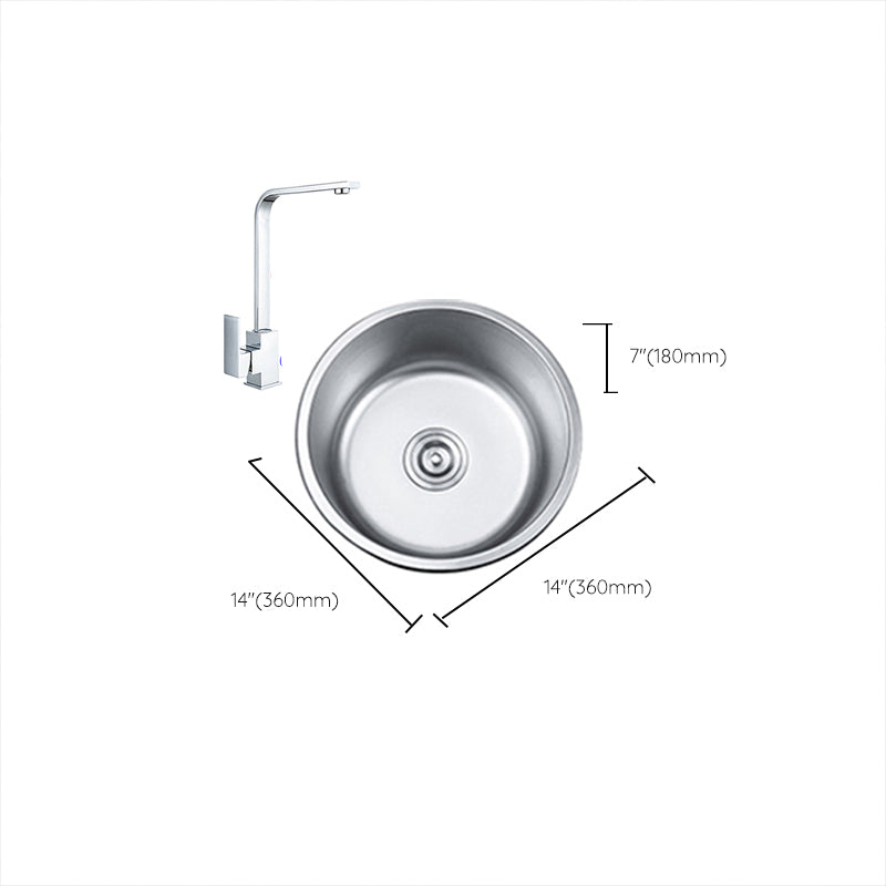 Round Single Bowl Kitchen Sink Stainless Steel Sink with Drain Strainer Kit Clearhalo 'Home Improvement' 'home_improvement' 'home_improvement_kitchen_sinks' 'Kitchen Remodel & Kitchen Fixtures' 'Kitchen Sinks & Faucet Components' 'Kitchen Sinks' 'kitchen_sinks' 7465313