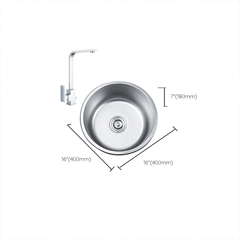 Round Single Bowl Kitchen Sink Stainless Steel Sink with Drain Strainer Kit Clearhalo 'Home Improvement' 'home_improvement' 'home_improvement_kitchen_sinks' 'Kitchen Remodel & Kitchen Fixtures' 'Kitchen Sinks & Faucet Components' 'Kitchen Sinks' 'kitchen_sinks' 7465314