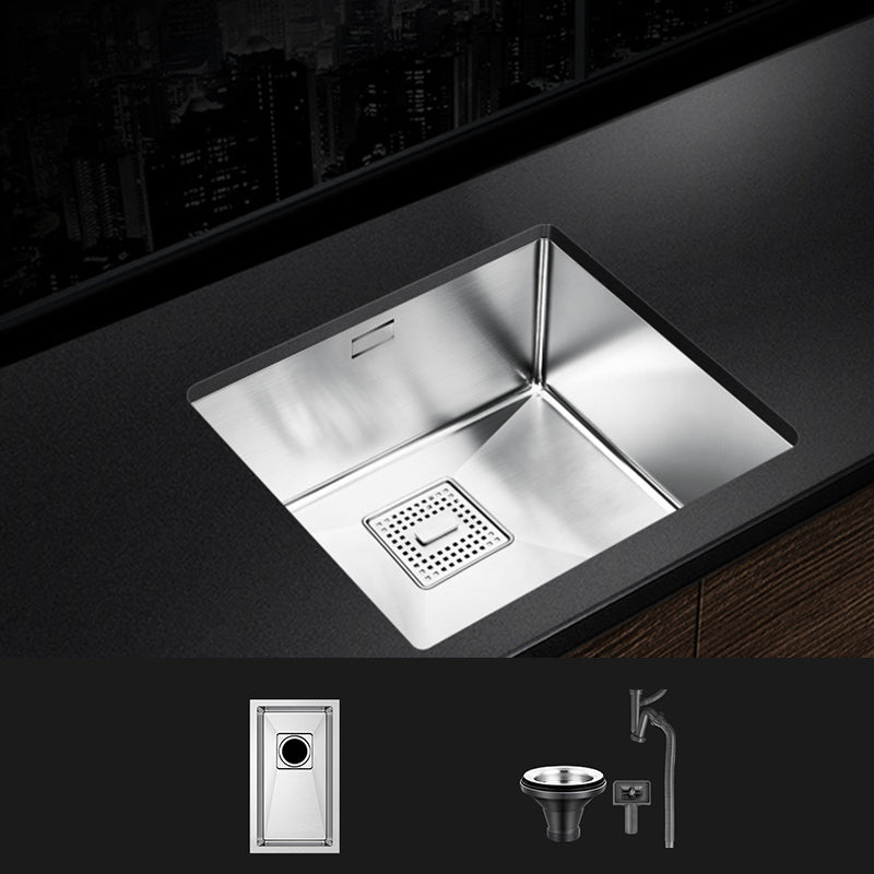 Rectangle Single Bowl Kitchen Sink Stainless Steel Sink with Drain Strainer Kit 18"L x 17"W x 8"H Sink Only No Faucet Clearhalo 'Home Improvement' 'home_improvement' 'home_improvement_kitchen_sinks' 'Kitchen Remodel & Kitchen Fixtures' 'Kitchen Sinks & Faucet Components' 'Kitchen Sinks' 'kitchen_sinks' 7465320