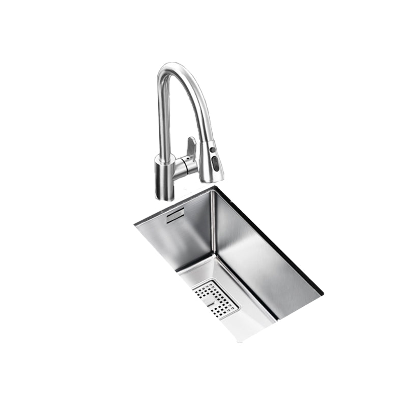 Rectangle Single Bowl Kitchen Sink Stainless Steel Sink with Drain Strainer Kit Clearhalo 'Home Improvement' 'home_improvement' 'home_improvement_kitchen_sinks' 'Kitchen Remodel & Kitchen Fixtures' 'Kitchen Sinks & Faucet Components' 'Kitchen Sinks' 'kitchen_sinks' 7465325