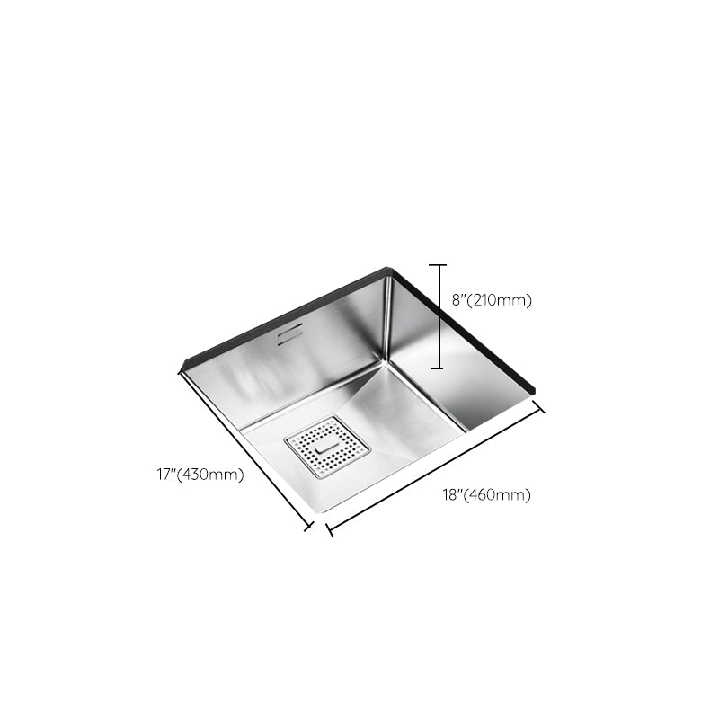 Rectangle Single Bowl Kitchen Sink Stainless Steel Sink with Drain Strainer Kit Clearhalo 'Home Improvement' 'home_improvement' 'home_improvement_kitchen_sinks' 'Kitchen Remodel & Kitchen Fixtures' 'Kitchen Sinks & Faucet Components' 'Kitchen Sinks' 'kitchen_sinks' 7465346