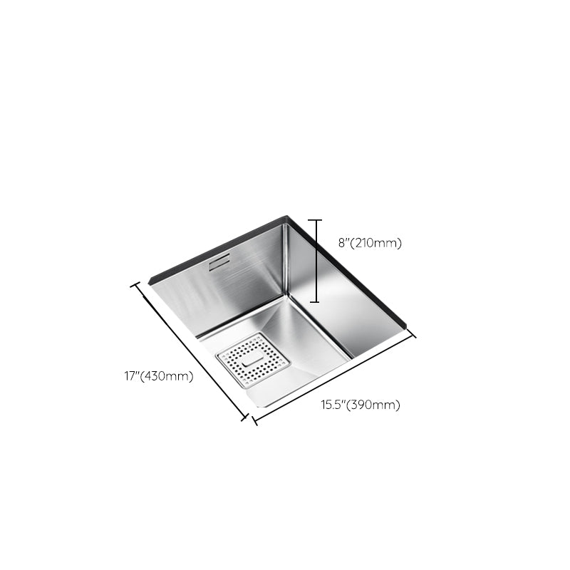 Rectangle Single Bowl Kitchen Sink Stainless Steel Sink with Drain Strainer Kit Clearhalo 'Home Improvement' 'home_improvement' 'home_improvement_kitchen_sinks' 'Kitchen Remodel & Kitchen Fixtures' 'Kitchen Sinks & Faucet Components' 'Kitchen Sinks' 'kitchen_sinks' 7465348