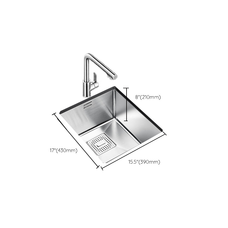 Rectangle Single Bowl Kitchen Sink Stainless Steel Sink with Drain Strainer Kit Clearhalo 'Home Improvement' 'home_improvement' 'home_improvement_kitchen_sinks' 'Kitchen Remodel & Kitchen Fixtures' 'Kitchen Sinks & Faucet Components' 'Kitchen Sinks' 'kitchen_sinks' 7465352