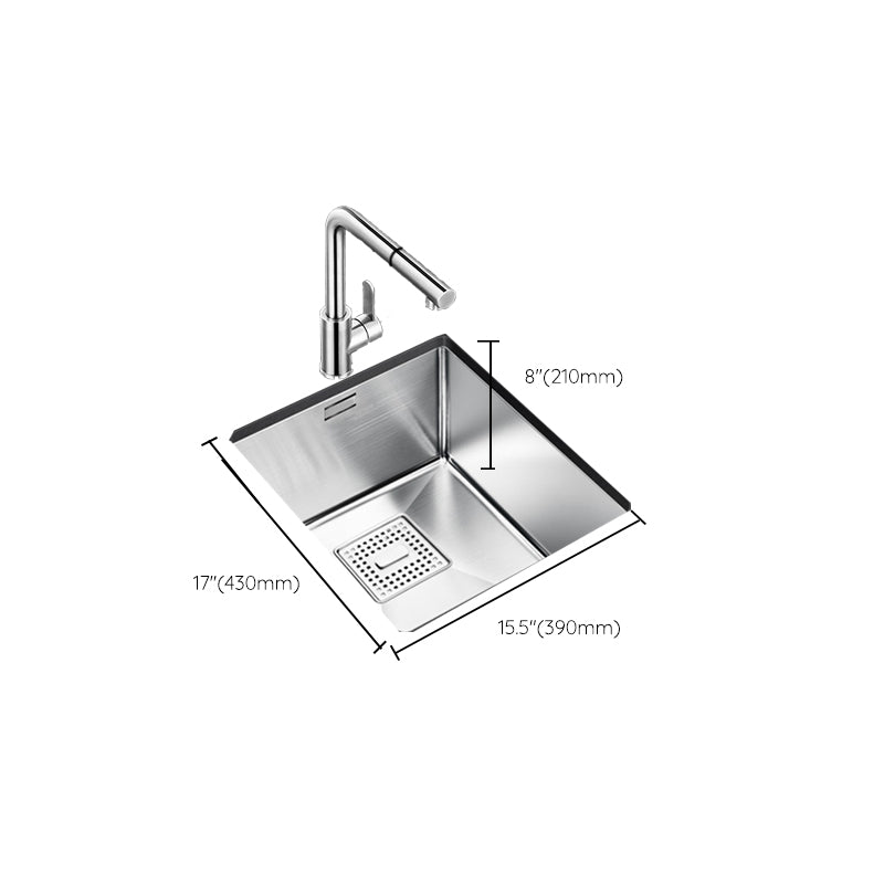 Rectangle Single Bowl Kitchen Sink Stainless Steel Sink with Drain Strainer Kit Clearhalo 'Home Improvement' 'home_improvement' 'home_improvement_kitchen_sinks' 'Kitchen Remodel & Kitchen Fixtures' 'Kitchen Sinks & Faucet Components' 'Kitchen Sinks' 'kitchen_sinks' 7465360
