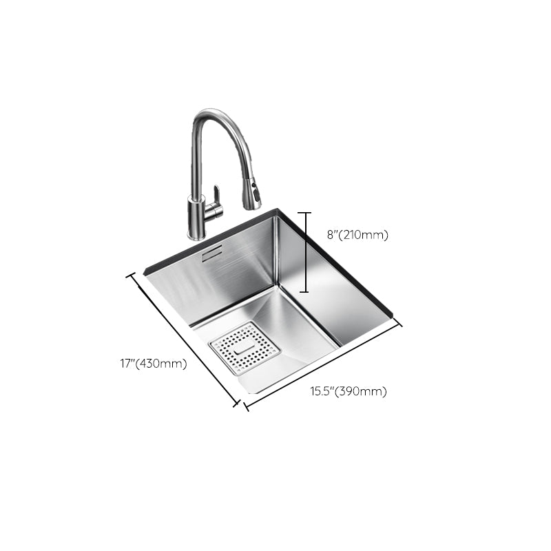 Rectangle Single Bowl Kitchen Sink Stainless Steel Sink with Drain Strainer Kit Clearhalo 'Home Improvement' 'home_improvement' 'home_improvement_kitchen_sinks' 'Kitchen Remodel & Kitchen Fixtures' 'Kitchen Sinks & Faucet Components' 'Kitchen Sinks' 'kitchen_sinks' 7465364
