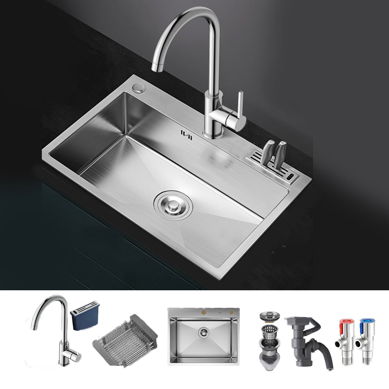 Soundproof Kitchen Sink Overflow Hole Design Stainless Steel Kitchen Sink with Faucet 24.4"L x 18.1"W x 8.7"H Round Faucet Clearhalo 'Home Improvement' 'home_improvement' 'home_improvement_kitchen_sinks' 'Kitchen Remodel & Kitchen Fixtures' 'Kitchen Sinks & Faucet Components' 'Kitchen Sinks' 'kitchen_sinks' 7465366