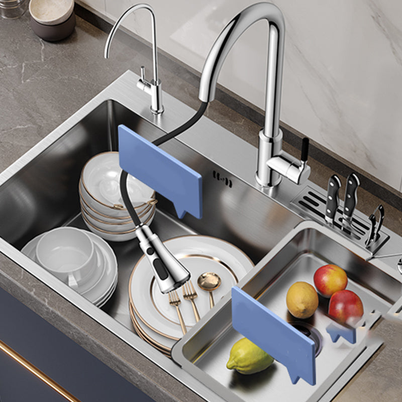 Soundproof Kitchen Sink Overflow Hole Design Stainless Steel Kitchen Sink with Faucet Clearhalo 'Home Improvement' 'home_improvement' 'home_improvement_kitchen_sinks' 'Kitchen Remodel & Kitchen Fixtures' 'Kitchen Sinks & Faucet Components' 'Kitchen Sinks' 'kitchen_sinks' 7465367
