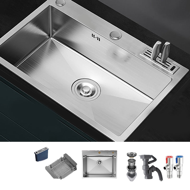 Soundproof Kitchen Sink Overflow Hole Design Stainless Steel Kitchen Sink with Faucet 24.4"L x 18.1"W x 8.7"H None Clearhalo 'Home Improvement' 'home_improvement' 'home_improvement_kitchen_sinks' 'Kitchen Remodel & Kitchen Fixtures' 'Kitchen Sinks & Faucet Components' 'Kitchen Sinks' 'kitchen_sinks' 7465369