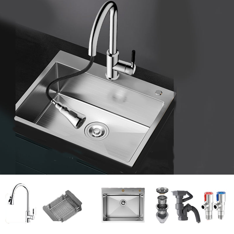 Soundproof Kitchen Sink Overflow Hole Design Stainless Steel Kitchen Sink with Faucet 29.5"L x 18.1"W x 8.7"H Pull Out Faucet Clearhalo 'Home Improvement' 'home_improvement' 'home_improvement_kitchen_sinks' 'Kitchen Remodel & Kitchen Fixtures' 'Kitchen Sinks & Faucet Components' 'Kitchen Sinks' 'kitchen_sinks' 7465382